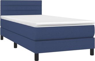 vidaXL Cama Box Spring Con Colch&oacute;n Tela Azul 80x200 Cm Vidaxl