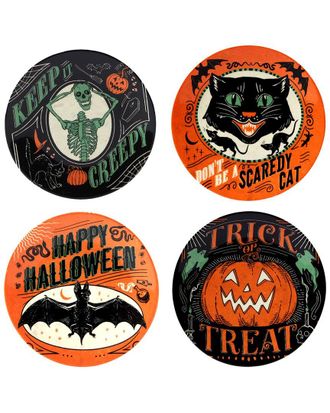 Certified International Scaredy Cat Set Of 4 Canape Plates