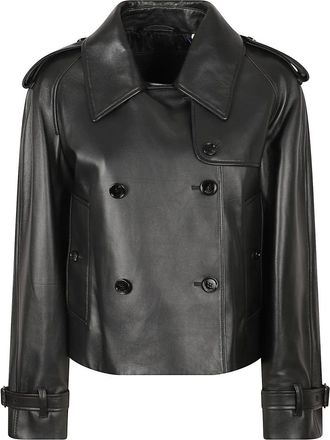 Burberry Dames, Jassen, Zwart, Maat: 2XS Leer