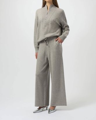 Joseph Ribkoff Sweater Knit Wide Leg Pant In Grey Melange
