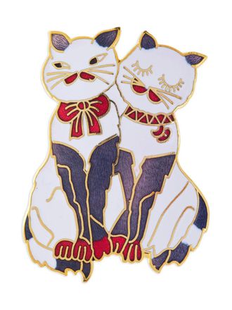 Susan Caplan Vintage 1980s Love Cats brooch - White