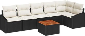 vidaXL Vidaxl - Garden Sofa Set 7 pcs Black, white