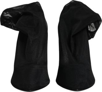 Dolce & Gabbana Black Silk Mesh Sock Style Boots Womens Shoes (Pre-Owned)