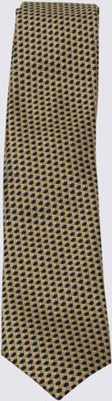 Ermenegildo Zegna Yellow And White Silk Tie