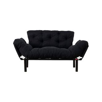 Dmora Sof&aacute; Cama 2 Plazas Guchol, Con Almacenamiento, Reclinable, Brazos, 155x70 Cm Negro