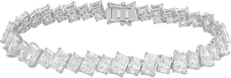 Diana M. Jewels 14kt White Gold 10.00cts Lab Grown Slanted Radiant Diamond Tennis Bracelet