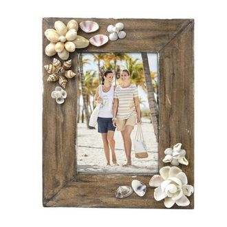 Beachcombers Wooden Coastal Shells 4x6 Photo Picture Frame Holder in Brown at Nordstrom, Size Medium