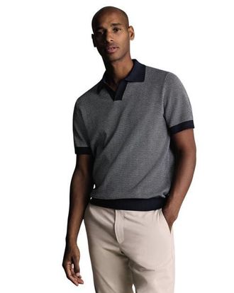 CHARLES TYRWHITT Cotton Birdseye Knitted Polo in Navy at Nordstrom, Size Xxx-Large