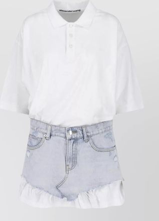 Alexander Wang denim asymmetric mini polo dress