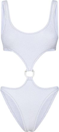 Reina Olga Witte Gekreukelde Badpak - Dames - Badpakken - Wit - ONE Size - Nylon - Badmode