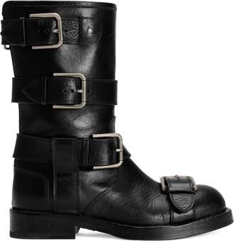 Dolce & Gabbana multiple-buckle leather boots - women - Goat Skin/Horse Leather/CALFSKIN - 37.5 - Black