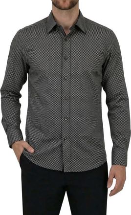 Report Collection Regular Fit Geometric Print 4-Way-Stretch Button-Up Shirt in Grey at Nordstrom Rack, Size X-Large