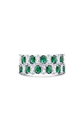 Kenneth Jay Lane Emerald & Oval Cubic Zirconia Ring in Green/Silver at Nordstrom Rack, Size 6