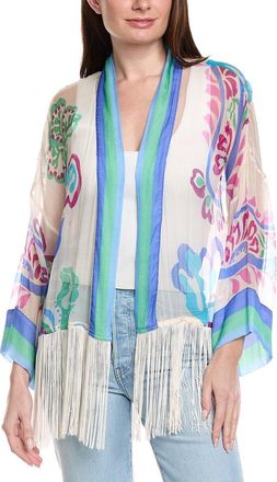 Johnny Was Sunset Silk Fringe Kimono