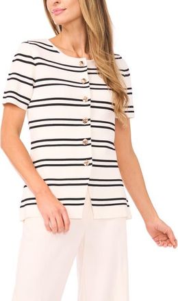 Ted Baker Gail Stripe Button-Up Sweater in New Ivory at Nordstrom, Size X-Small