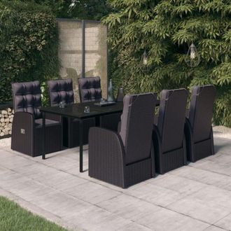 vidaXL Juego De Comedor De Jard&iacute;n 7 Piezas Con Cojines Negro Vidaxl