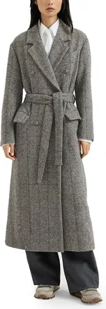 Brunello Cucinelli Check Tweed Coat - Gray
