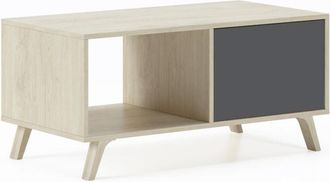 Skraut Home Mesa De Centro Con Puertas, Sal&oacute;n Comedor, Modelo Wind, Color Estructura Roble, Color Puertas Gris Antracita, Medidas 92x50x45cm De Altura. - Skraut H