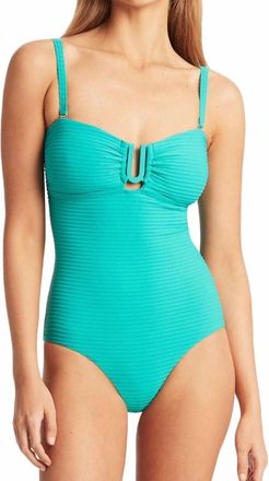 Sea Level Australia Spinnaker U Bar Bandeau One Piece Swimsuit In Aqua