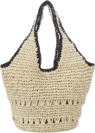 Adornia Oversized Raffia Hobo Shoulder Bag in White/Black at Nordstrom Rack