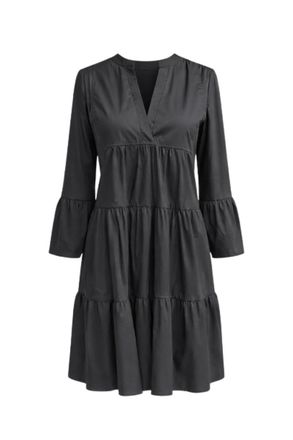 M&oacute;veis Conquista Elegante gelaagde midi-jurk met V-hals in zwart