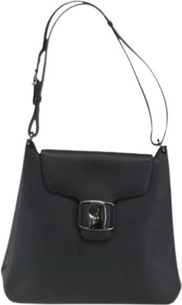 Ferragamo Pre-owned Leather Cross Body Bag - Dames - Vintage Schoudertas - Zwart - ONE Size - Leer - Vintage