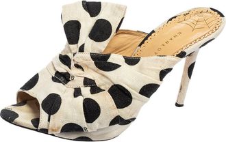 Charlotte Olympia White/black Polka Canvas Bow Side Sandals