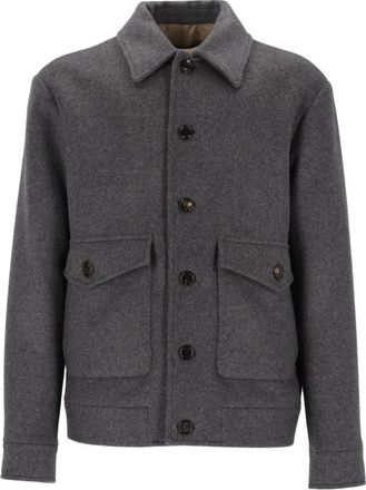 Valentino Garavani Wol en kasjmier peacoat - Heren - Zomerjassen - Grijs - L - Wol - Jassen