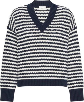 Max Mara Gestreepte V-hals Trui - Dames - V-hals truien - Veelkleurig - M - Truien & Vesten
