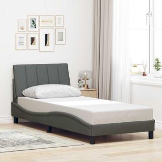 vidaXL Estructura De Cama Sin Colch&oacute;n Tela Gris Oscuro 90x200 Cm Vidaxl