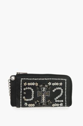 Dsquared2 Portafoglio Effetto Vintage in Pelle con Paillettes Dsquared2