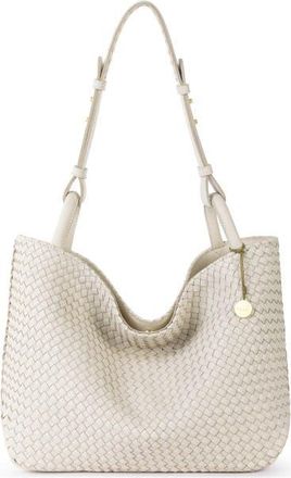 The Sak Los Feliz Medium Tote Woven Leather Bag in Stone Woven at Nordstrom