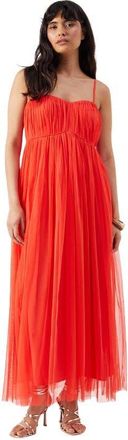 Warehouse Tulle Strappy Bandeau Maxi Dress in Red at Nordstrom, Size 12