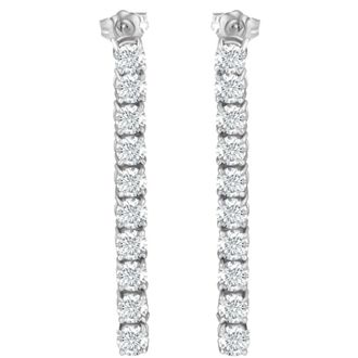 Pompeii3 3 1/2Ct TW Real Diamond Dangle Earrings Womens Studs 14K White Gold 1 1/2 Tall
