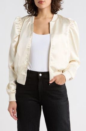 Tart Amma Crop Satin Bomber Jacket in Coconut Milk at Nordstrom Rack, Size X-Small