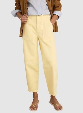 Baukjen Reece Stretch Barrel Leg Cargo Jeans in Butter Yellow at Nordstrom, Size 12
