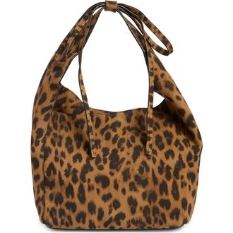 Reformation Small Vittoria Leather Tote in Leopard Suede at Nordstrom