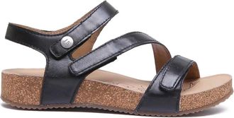 Josef Seibel Flat Sandals, female, Black, 8 UK, Black Leather Ankle Strap Sandals