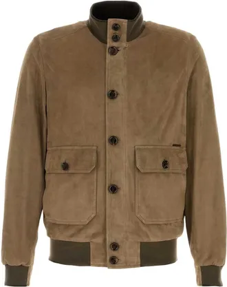 Moorer Carlos Button-up Suede Bomber Jacket