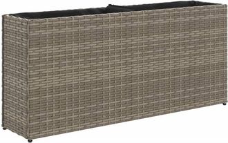 vidaXL Garden Planter with 2 Pots Grey 90x20x40 cm Poly Rattan vidaXL