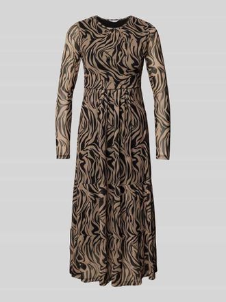 Zabaione Midikleid mit gelgten Falten in Mittelbraun, Gr&ouml;&szlig;e M