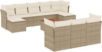 vidaXL Set De Sof&aacute;s De Jard&iacute;n 11pzas Con Cojines Rat&aacute;n Sint&eacute;tico Beige Vidaxl