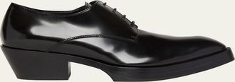 Bottega Veneta Mens Dalton Cuban-Heel Leather Derby Shoes