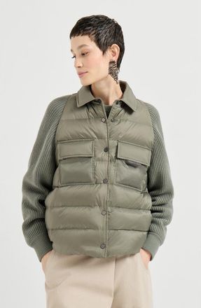 Brunello Cucinelli Nylon down jacket with monili in Green at Nordstrom, Size 36 It