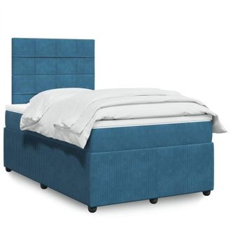 vidaXL Vidaxl - Cama Box Spring Con Colch&oacute;n Terciopelo Azul Oscuro 120x200 Cm