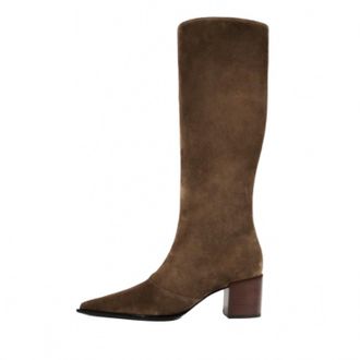 Schutz Womens Raffaela Up Mid Suede Boots In Root Brown