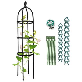 OEM Soporte Para Plantas De Huertos Ecol&oacute;gicos, Para Una Floraci&oacute;n Completa, 25,4 &times; 145 Cm, Negro, Con Alambre Y Ataduras Para Rosas Y Hortalizas