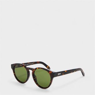 Off-white Mens Accessories Off White Oakland Round Full Rim Sunglasses in Havana/Green - One Size