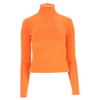 Versace Versace geribbelde coltrui van oranje wol
