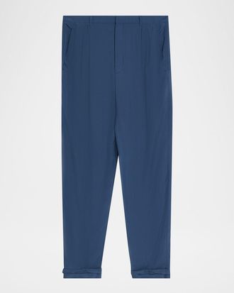 Saint Laurent Men & apos;s Silk Habotai Pleated Trousers